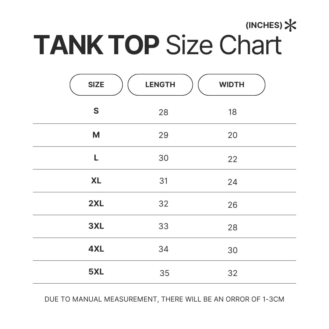 Tank Top Size Chart - Toriko Store