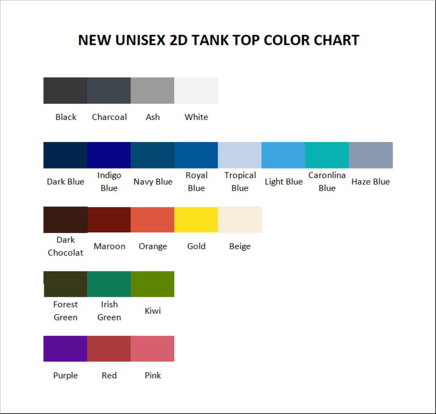 tank top color chart - Toriko Store