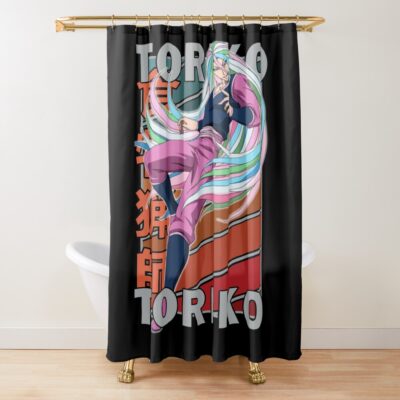 Sunny Toriko Retro Stripe Design Shower Curtain