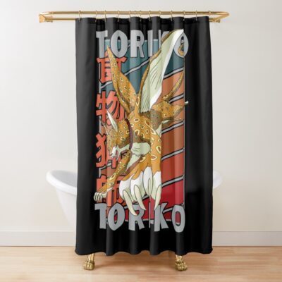 Rikky Toriko Retro Stripe Design Shower Curtain